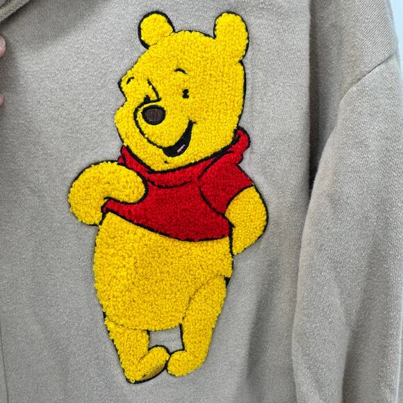 Winnie the Pooh Hoodie Womens Large Full Zip Fleece Embroidered Jacket + Patches - Picture 4 of 10